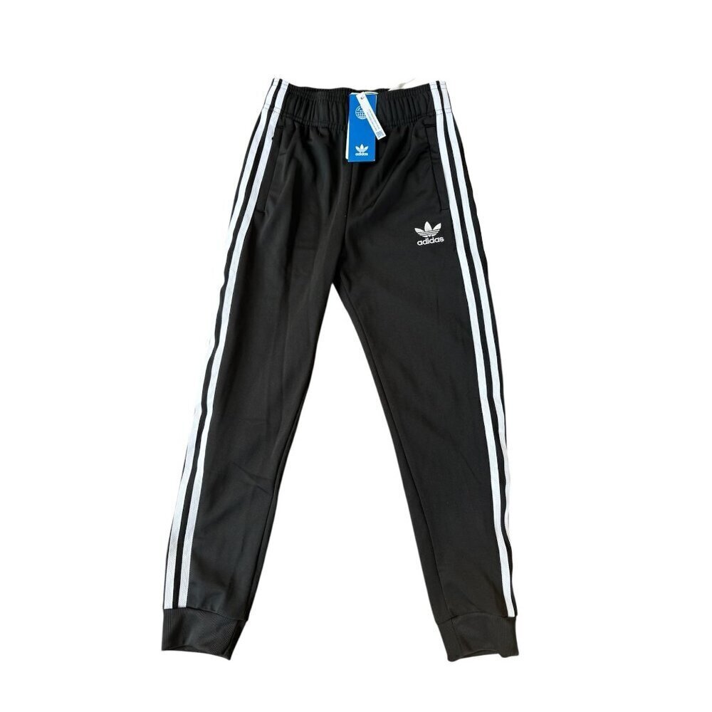Adidas Originals Black Track Pants With White Stripes Elastic Waist Size S